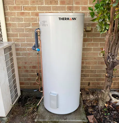 Thermann hot water system outdoors